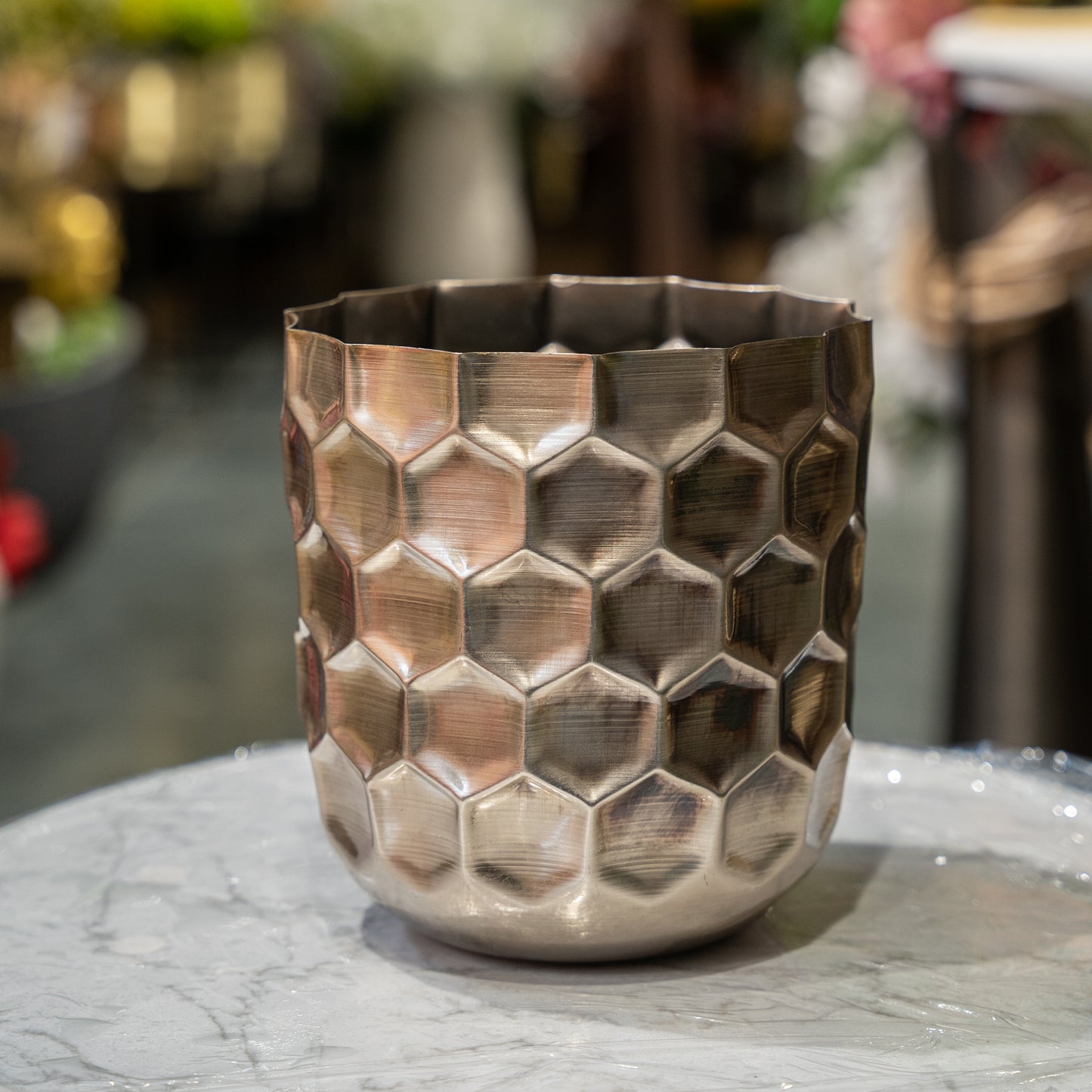 HexaGlow Metallic Vase