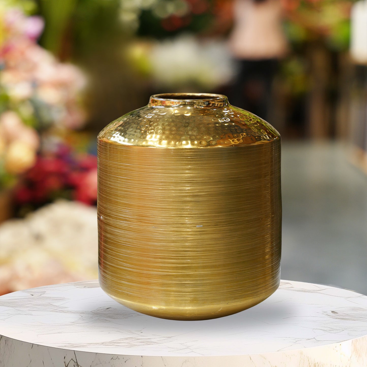 Brushed Metal - Golden Artisan Vase