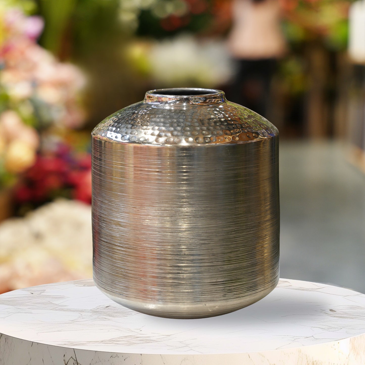 Brushed Metal Artisan Vase