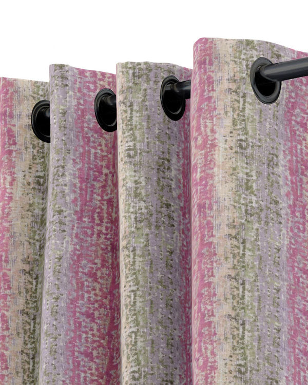 Inviting feel of stripes and lines polyester eyelet curtain