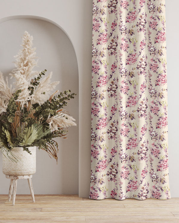 Unique mix of colors and floral designs eyelet curtain