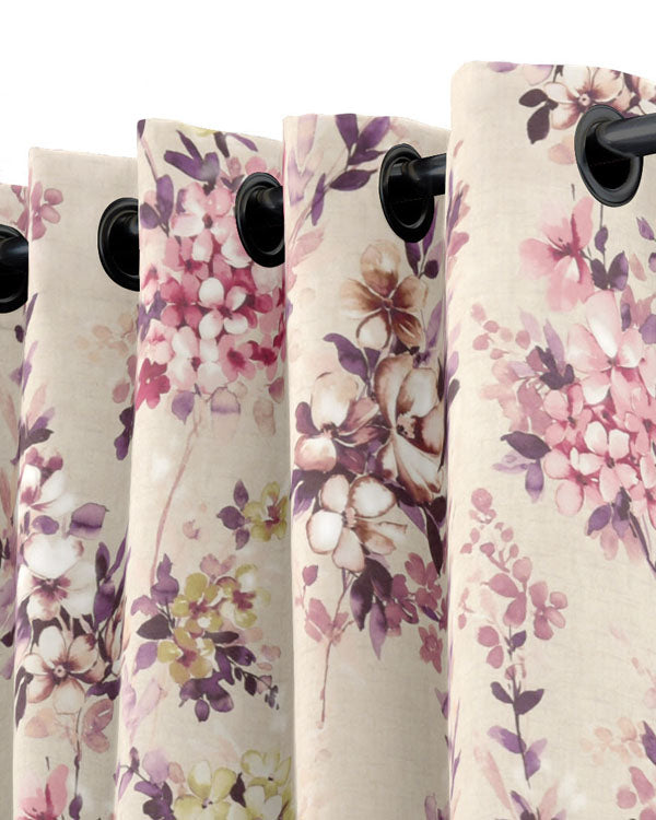Unique mix of colors and floral designs eyelet curtain