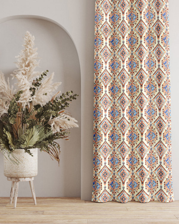 Unique and stylish geometric mixed color eyelet curtain