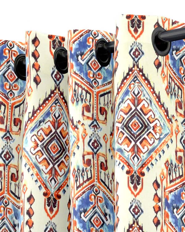 Unique and stylish geometric mixed color eyelet curtain
