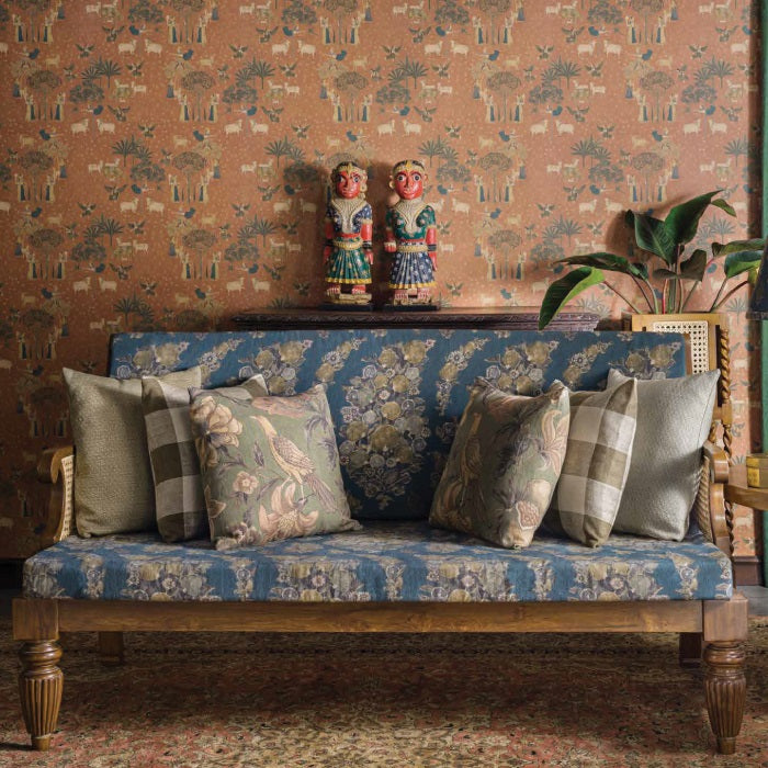 Rust Base Green Colour Gokul Pichwai-Khubanee Wallpaper