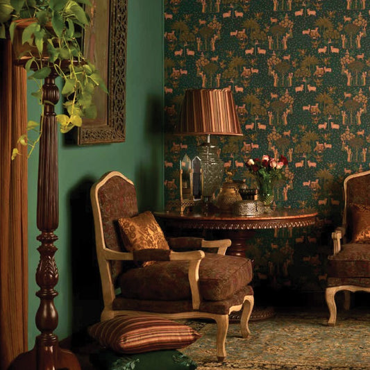 Home Decor-As-A-Service - Test Green Base Yellow Gokul Pichwai - Wallpaper