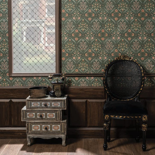Emerald Green Color Jaipur Design Wallpaper