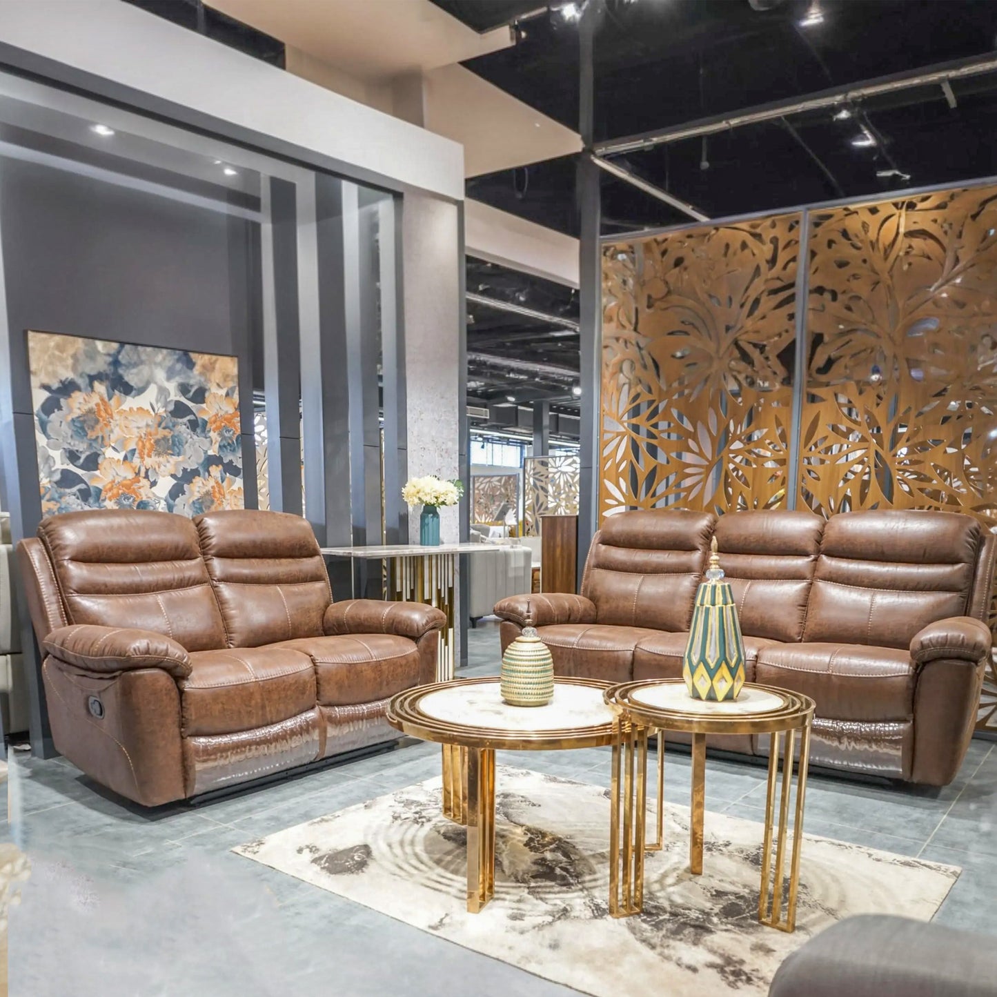 Rawdon Fabric Recliner Set (3+2)  Brown