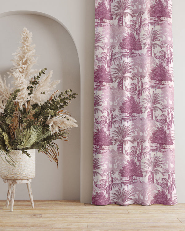 Explore our purple animal print eyelet curtain