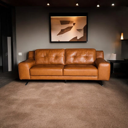Full Leather Premium Sofa 3 Seater Tan - E111
