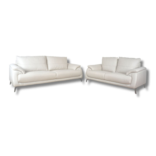 Andrew Half Leather Sofa 3+2 Seater-13424-NC-156E Frost