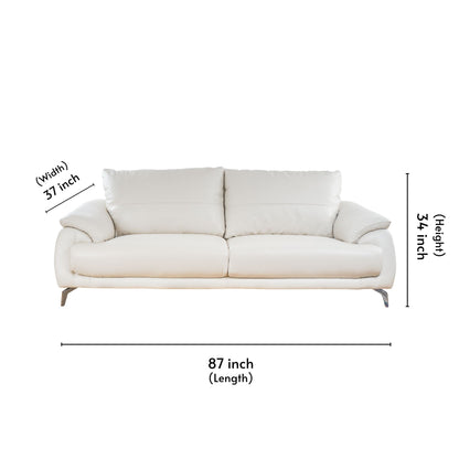 Andrew Half Leather Sofa 3 Seater-13424-NC-156E Frost