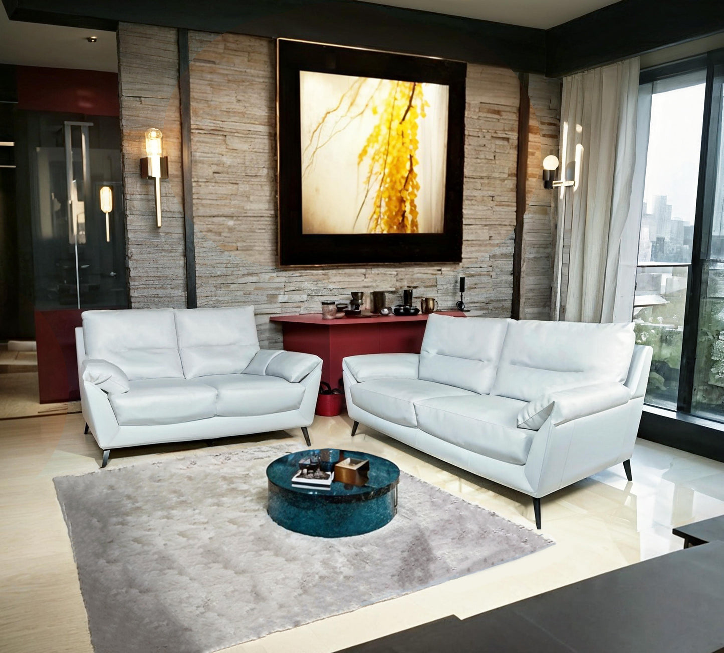 Anson Half Leather Sofa Set (3+2) Seater-12615