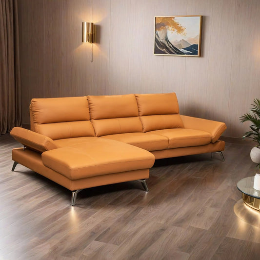 TWF SS Half Leather Longer Sofa