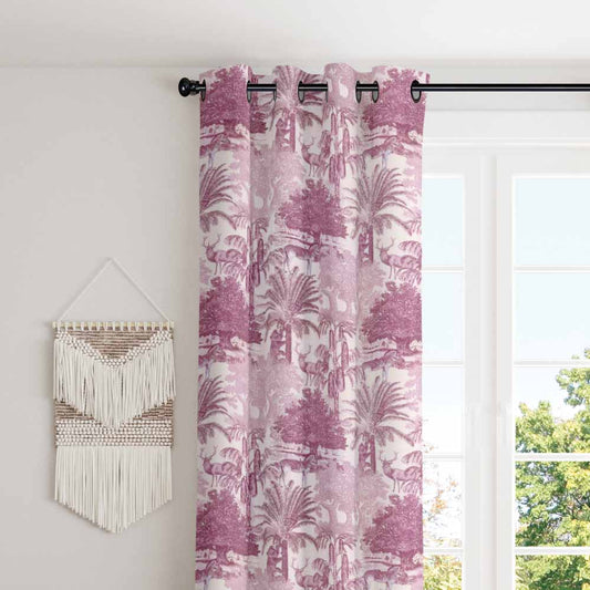 Explore our purple animal print eyelet curtain