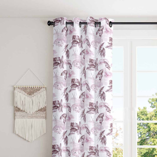 Leafy wine style cotton eyelet curtain
