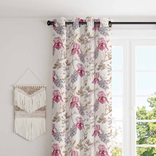 Elegant floral petal design polyester eyelet curtain