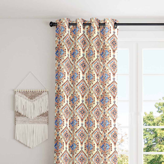 Unique and stylish geometric mixed color eyelet curtain