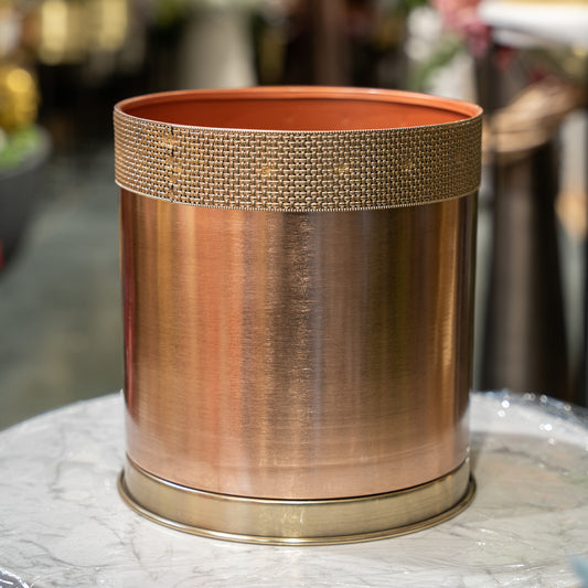 Woven Brass Rim Planter- Large