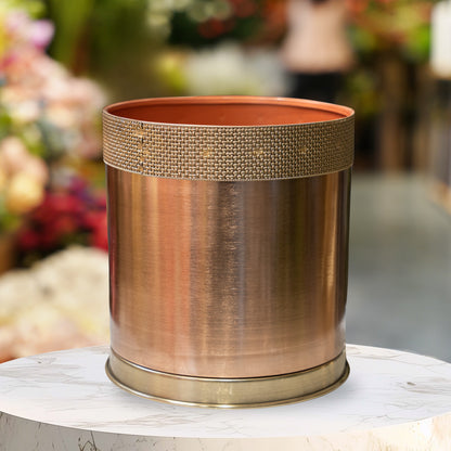 Woven Brass Rim Planter- Large