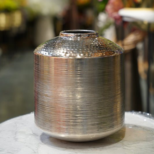 Brushed Metal Artisan Vase