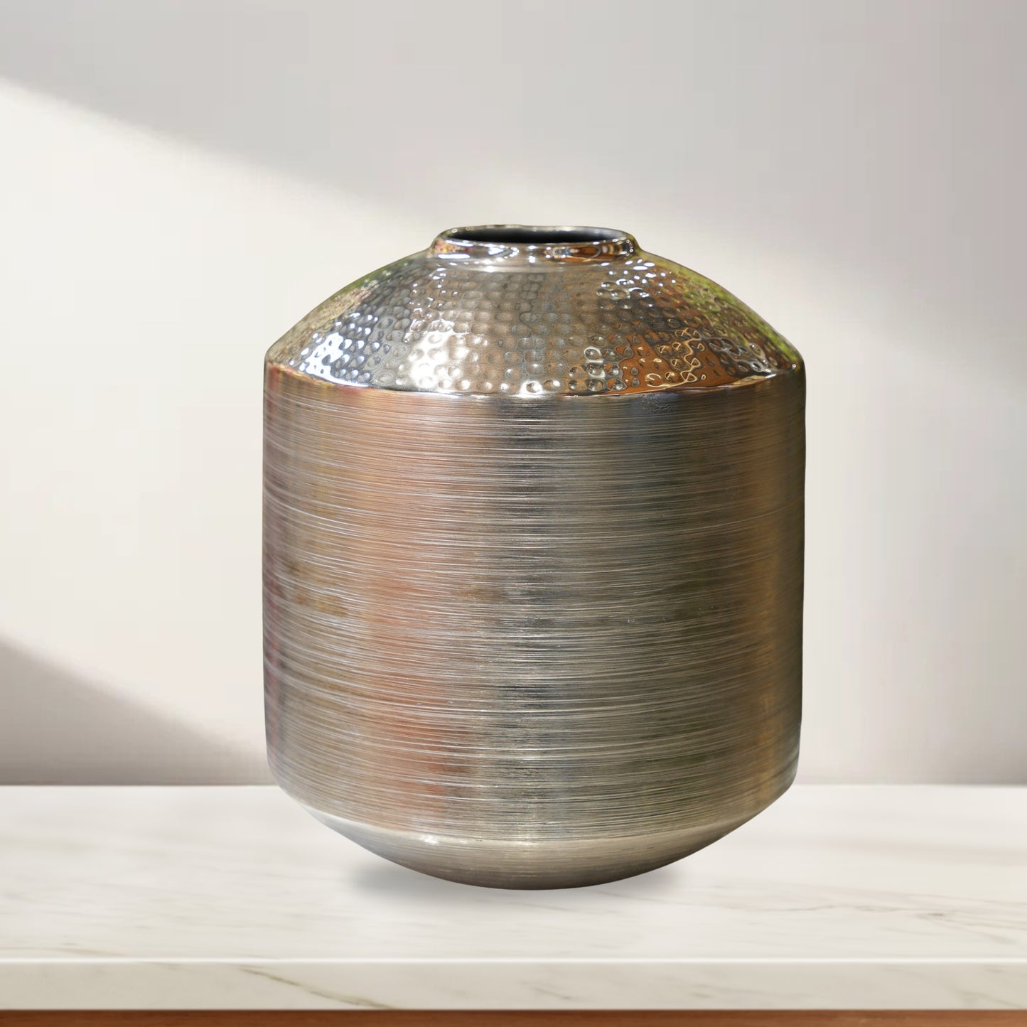 Silver Horizon Hammered Vase