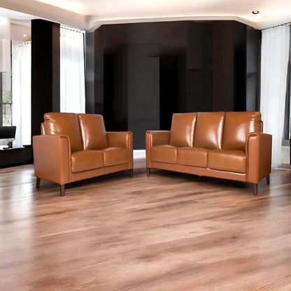 Alexa Half Leather Sofa Set 3+2 Seater Tan