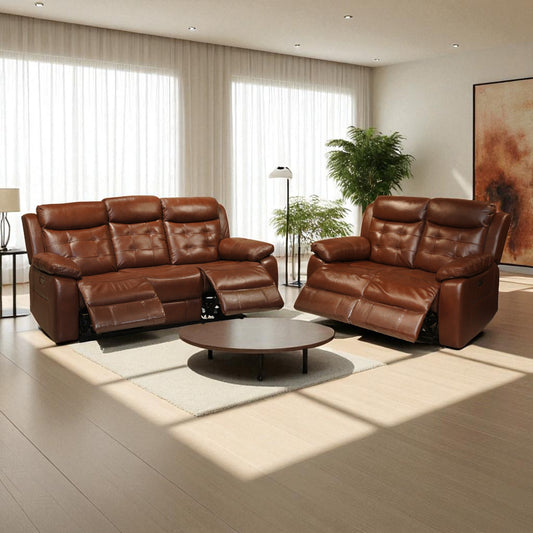 Milan Half Leather Electric Recliner 3+2 Seater-55012M